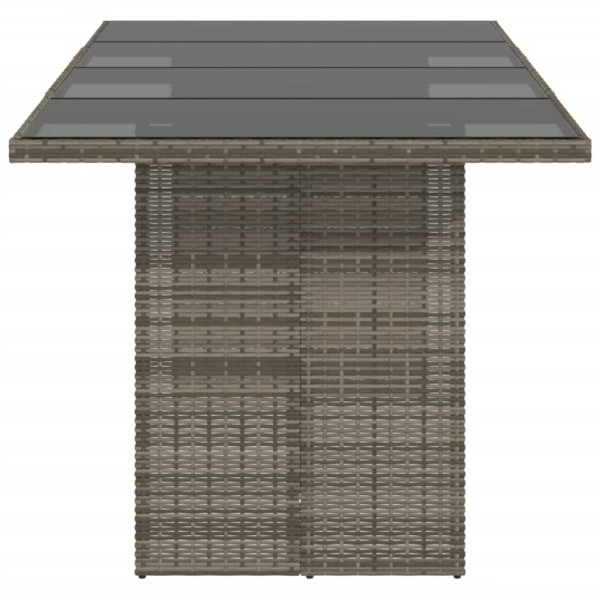 Mesa de jardín superficie de vidrio ratán PE gris 190x80x74 cm M 4