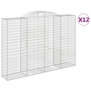 Cestos gabião arqueados 12 pcs 300x50x200/220 ferro galvanizado H