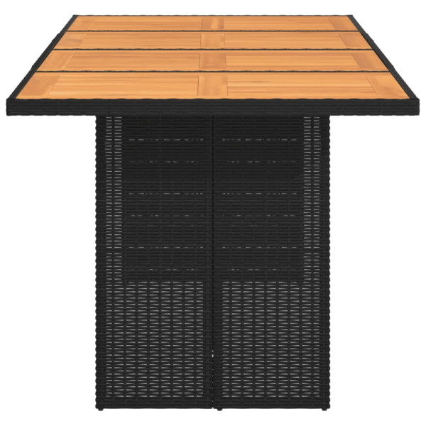 Mesa de jardim com tampo em acácia 190x80x74 cm vime PE preto M 4