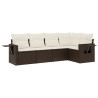 Set comedor de jardín 5 piezas y cojines ratán sintético marrón 2