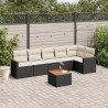 Set de comedor de jardín 7 pzas y cojines ratán sintético negro 1