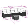 7 pcs conjunto de sofás p/ jardim c/ almofadões vime PE preto 3