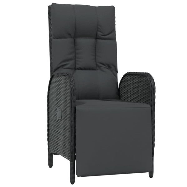 9 pcs conjunto de jantar p/ jardim c/ almofadões vime PE preto M 3