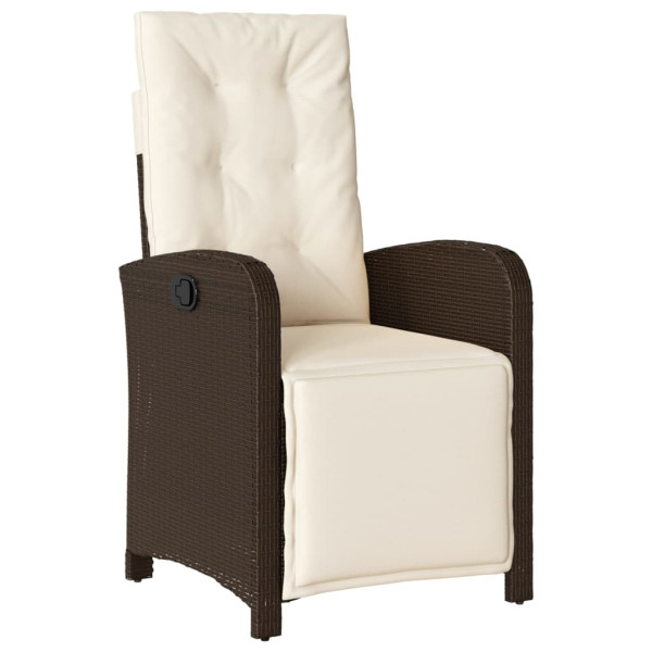 Set comedor para jardín 9 pzas y cojines ratán sintético marrón M 3