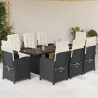Set de comedor de jardín 9 pzas y cojines ratán sintético negro 1