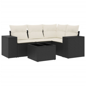 Set de muebles de jardín 5 pzas y cojines ratán sintético negro H