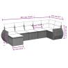 7 pcs conjunto de sofás p/ jardim c/ almofadões vime PE preto 3