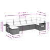 7 pcs conjunto de sofás p/ jardim c/ almofadões vime PE preto 3
