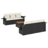 7 pcs conjunto de sofás p/ jardim c/ almofadões vime PE preto 2
