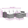 Set de comedor de jardín 7 pzas y cojines ratán sintético negro 3