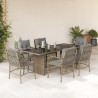 Set comedor de jardín 7 pzas con cojines ratán sintético beige 1