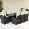 Set de comedor de jardín 9 pzas y cojines ratán sintético negro 1