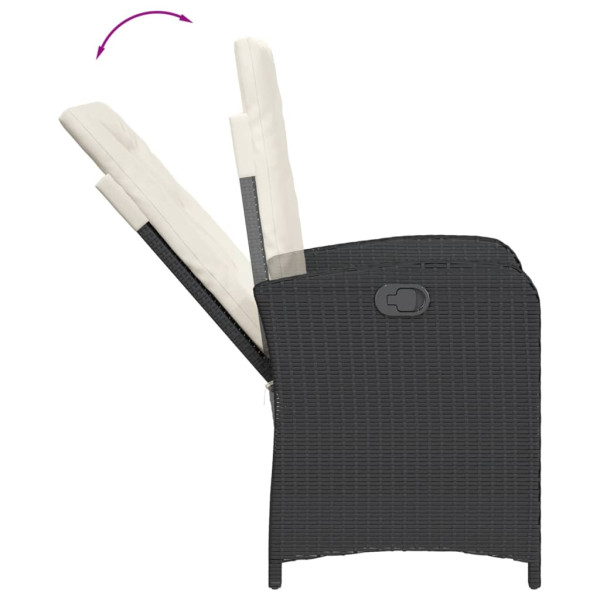 Set de comedor de jardín 9 pzas y cojines ratán sintético negro M 5