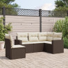 Set comedor de jardín 5 piezas y cojines ratán sintético marrón 1