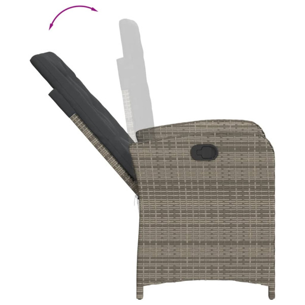 9 pcs conjunto de jantar p/ jardim c/ almofadões vime PE cinza M 5