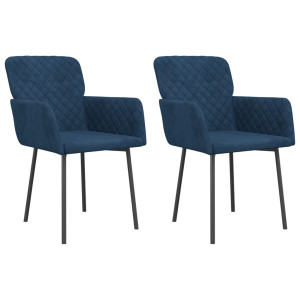 Cadeiras de jantar 2 pcs veludo azul H