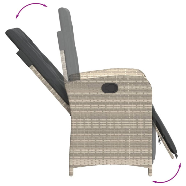 Set comedor jardín 7 pzas y cojines ratán sintético gris claro M 5