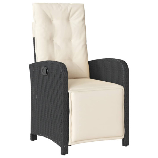 Set de comedor de jardín 7 pzas y cojines ratán sintético negro M 3
