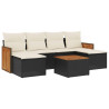 Set de comedor de jardín 7 pzas y cojines ratán sintético negro 2
