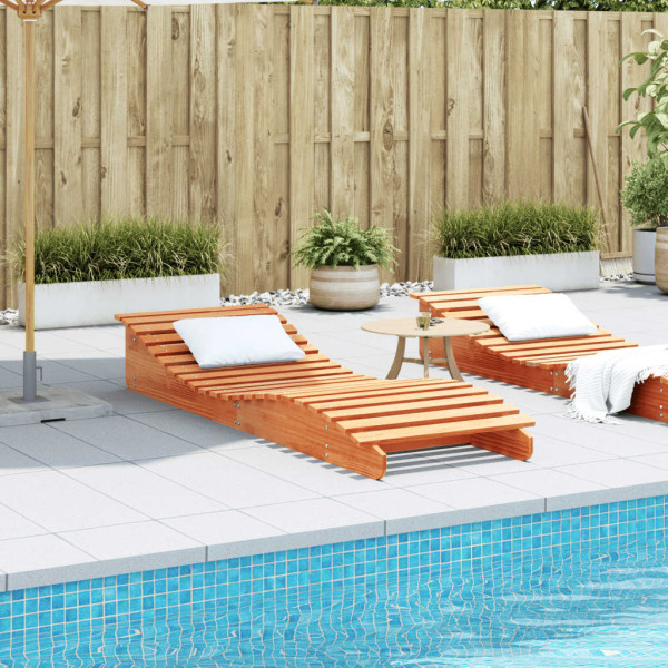 Tumbona de madera maciza de pino marrón cera 205x70x31.5 cm M 3