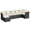 Set de comedor de jardín 7 pzas y cojines ratán sintético negro 2