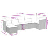 Set de comedor de jardín 7 pzas y cojines ratán sintético negro 3