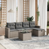 Set de muebles de jardín 6 pzas y cojines ratán sintético gris 1