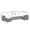 Set de comedor de jardín 7 pzas y cojines ratán sintético negro 3