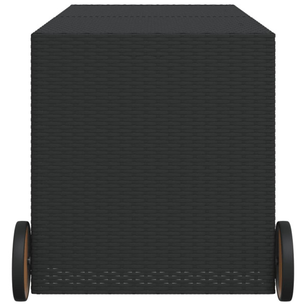 Caja de almacenaje jardín con ruedas ratán sintético negro 283L M 5