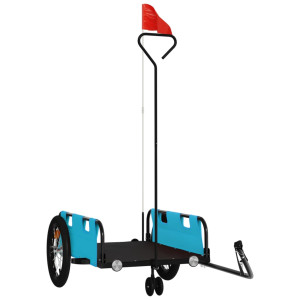 Remolque para bicicletas hierro y tela Oxford azul H