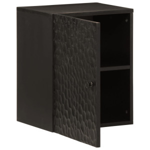 Armario de baño de pared madera maciza mango negro 38x33x48 cm H