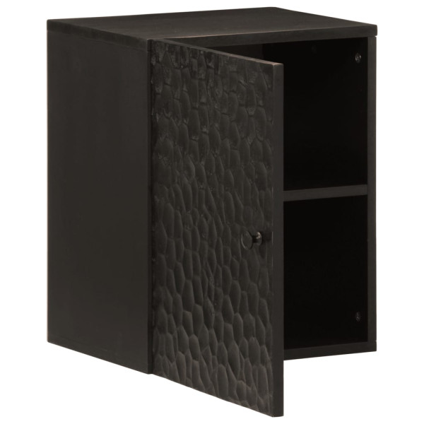 Armario de baño de pared madera maciza mango negro 38x33x48 cm M 2