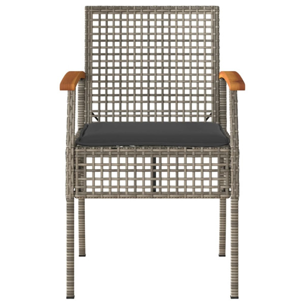 Cadeiras de jardim com almofadões 4 pcs vime PE/acácia cinzento M 4