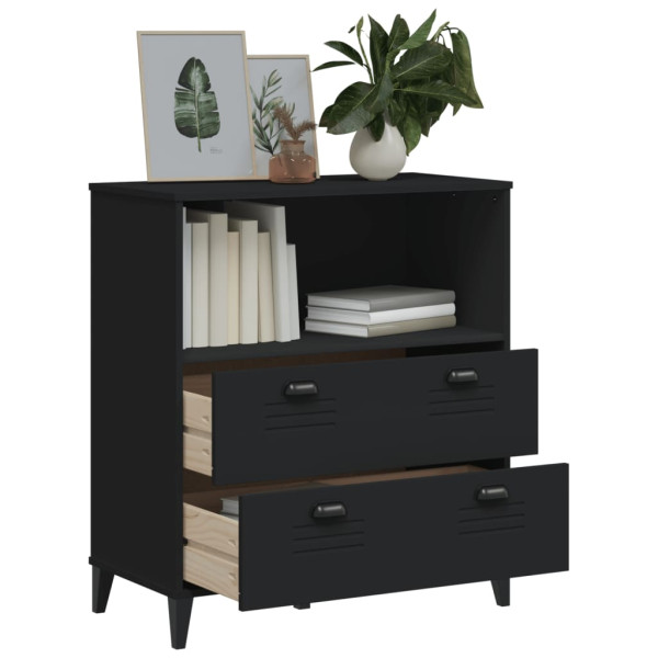 Librería VIKEN madera maciza de pino negro 80x40x90 cm M 4