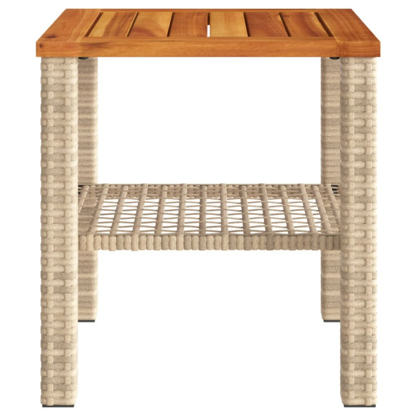 Mesa de jardín ratán sintético madera acacia beige 40x40x42 cm M 4