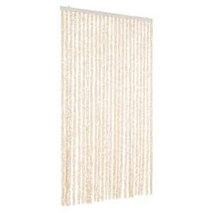 Cortina anti-insetos 100x230 cm chenille bege e branco H