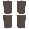Jardineras 4 unidades PP marrón 32.5x32.5x57 cm 2