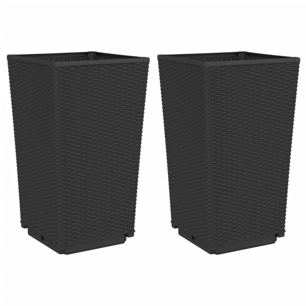 Vasos/floreiras 2 pcs 32.5x32.5x57 cm PP preto M 2