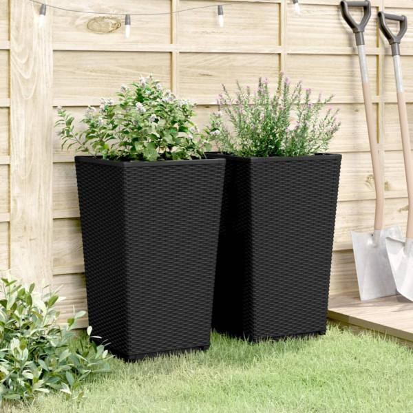 Jardineras 2 unidades PP negro 32.5x32.5x57 cm M 3