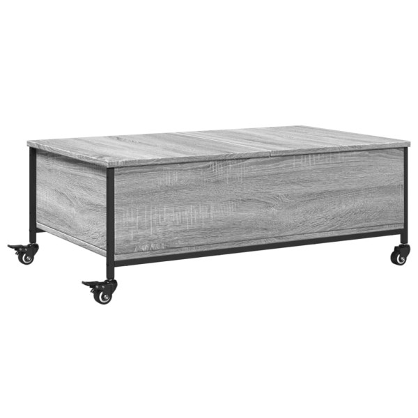 Mesa de centro con ruedas madera ingeniería gris 91x55x34 cm M 2