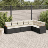 Set de comedor de jardín 7 pzas y cojines ratán sintético negro 1