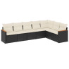 7 pcs conjunto de sofás p/ jardim c/ almofadões vime PE preto 2
