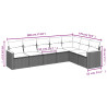 Set de comedor de jardín 7 pzas y cojines ratán sintético negro 3