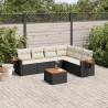Set de comedor de jardín 7 pzas y cojines ratán sintético negro 1