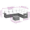 Set de comedor de jardín 7 pzas y cojines ratán sintético negro 3
