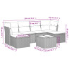 Set de comedor de jardín 7 pzas y cojines ratán sintético negro 3