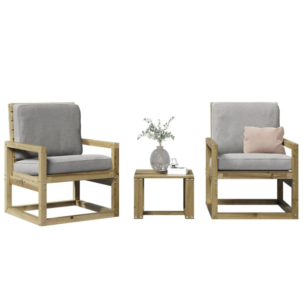 Juego de muebles de jardín 3 pzas madera de pino impregnada D