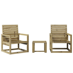Juego de muebles de jardín 3 pzas madera de pino impregnada H