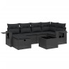 Set de comedor de jardín 7 pzas y cojines ratán sintético negro 2
