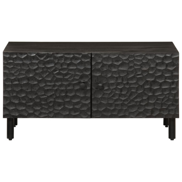Mesa de centro madera maciza de mango negra 80x50x40 cm M 3